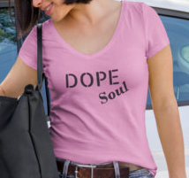 (Dope Soul) Womens V-Neck T-shirt